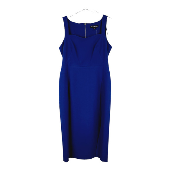 Jill Stuart Sweetheart Blue Sapphire Midi Sheath Dress Size 10 NEW High Slit - Picture 10 of 11
